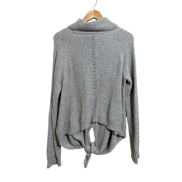 Moth Anthropologie Women's Gray Cowl Neck Knit Tie Front Sweater Size Medium - Picture 3 of 10